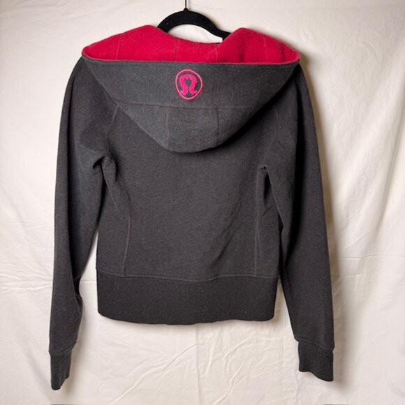 Lululemon Athletica Scuba Full Zip Charcoal Gray Fuschia Sz8 - Picture 4 of 7